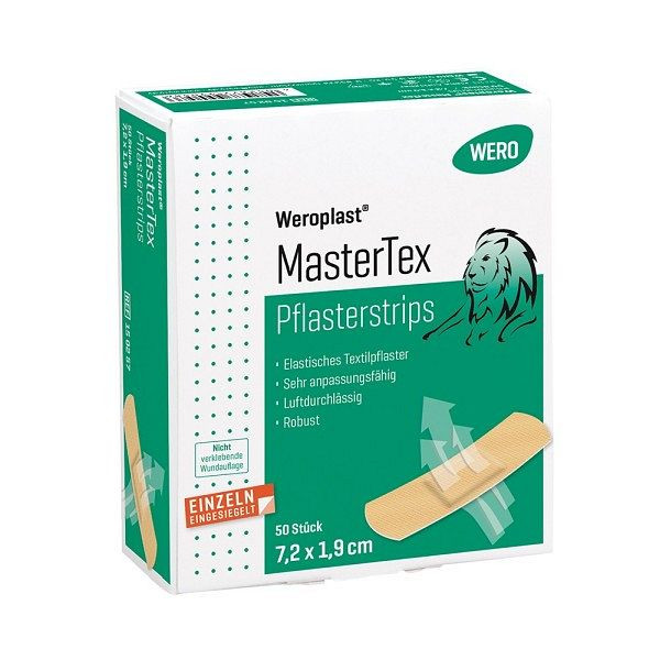 WERO Weroplast MasterTex Pflasterstrips 7,2x1,9 cm, VE: 50 Stück, 150257