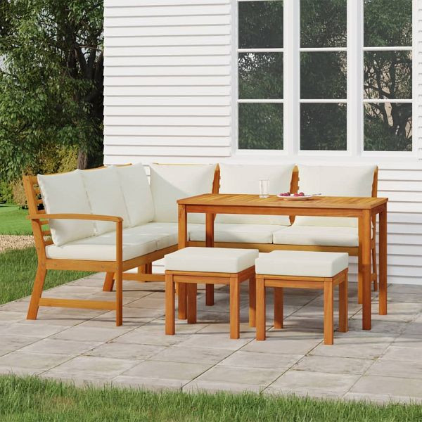 vidaXL 6-teilig Garten-Essgruppe mit Kissen Massivholz Akazie, 3154964