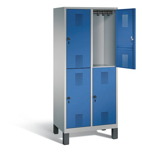 C+P Spind doppelstöckig Evolo, H1850xB810xT500mm, Farbe: Weißaluminium / Enzianblau, 48310-22 S10279