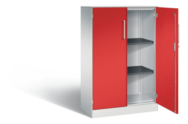 C+P Flügeltürenschrank Asisto, H1310xB800xT435mm, Farbe: Lichtgrau / feuerrot, Bügelgriff, 3 OH, 141033-000 S10179