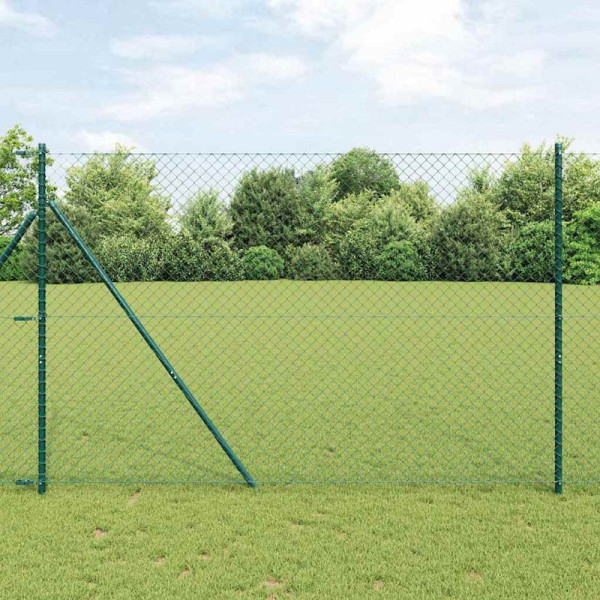 vidaXL Kettengliedzaun mit Pfosten Grün 1.6 x 10 m Stahl, 3351073