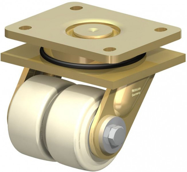 Blickle LSD-GSPO 80K Stahlgeschweißte Super-Schwerlast-Doppel-Lenkrolle, extra schwere Drehkranz-Ausführung, Gusspolyamid, Weiß, 614537