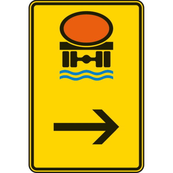 Stein HGS Wegweiser für Fahrzeuge mit wassergefährdender Ladung (hier rechts) Nr. 422-24, 900x600mm /RA2/Flachform 2mm, 422-24-221