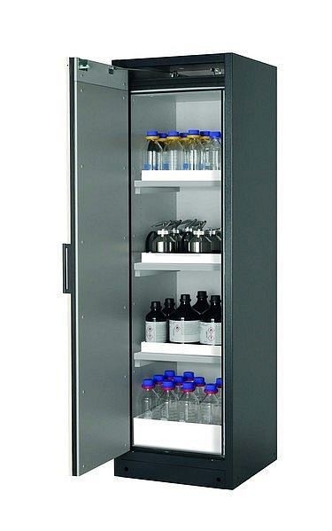asecos Sicherheitsschrank Q-CLASSIC-90, Q90.195.060 in Silber mit 3x Wannenboden Standard (Polypropylen), 30072-049-30086