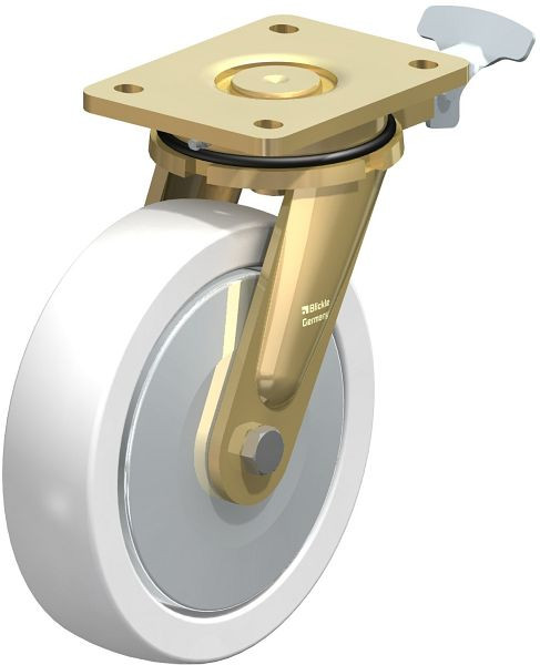 Blickle LS-SPO 200K-FA-RI4 Stahlgeschweißte Schwerlast-Lenkrolle, schwere Drehkranz-Ausführung, Polyamid, Weiß, 853052