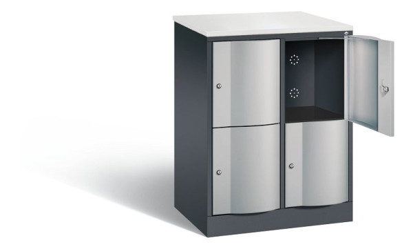 C+P Schließfachschrank Resisto, H1077xB772xT540mm, Farbe: Schwarzgrau / Weißaluminium, 8472-272 S10076