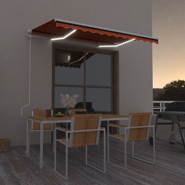 vidaXL Automatische Markise mit LED Windsensor 300x250 cm Orange/Braun, 3068875