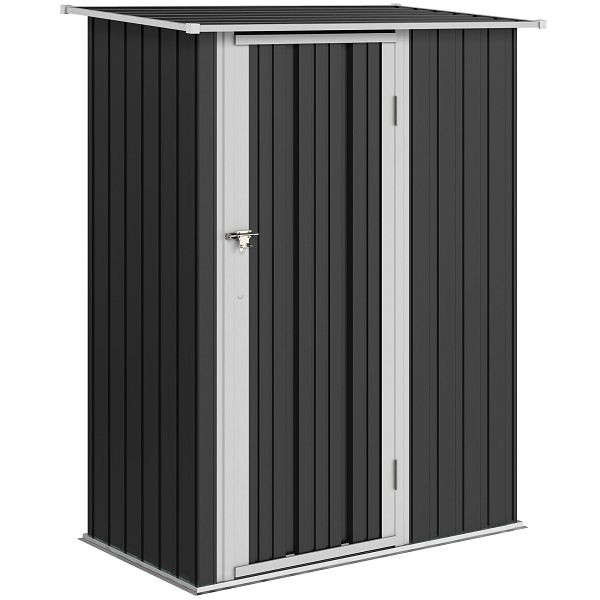 Outsunny Metall Gerätehaus 1,07 m² 142 x 86 x 189 cm Geräteschuppen mit Pultdach Abschließbarer Tür, wetterfest, 845-328V01GY