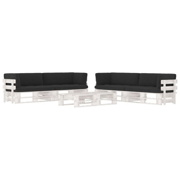 vidaXL 6-tlg. Paletten-Lounge-Set Weiß Imprägniertes Kiefernholz, 3067004