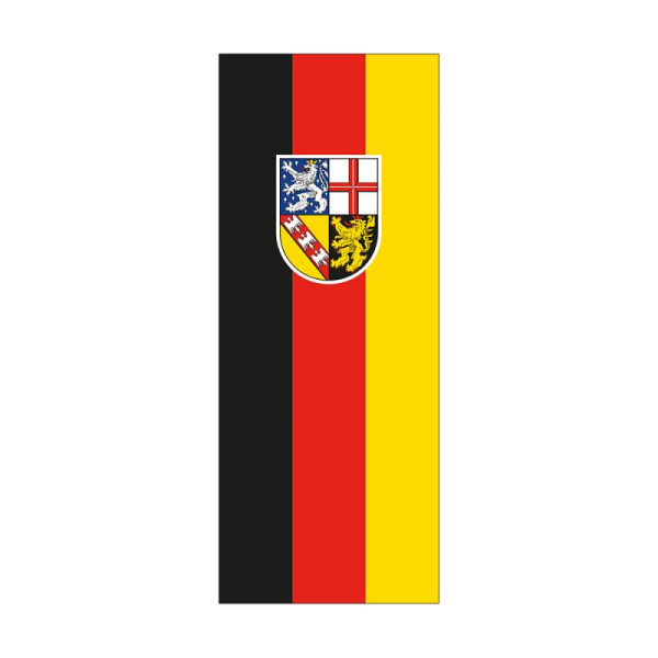 Stein HGS Landesflagge Saarland, 400x150cm, mit Kunststoff-Karabiner, FlagTop 160 g/m², für Fahnenmasten ab 8 m ohne Hohlsaum, 26521