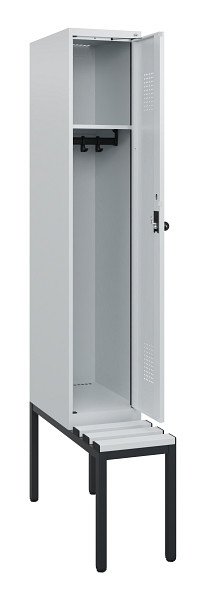 C+P Spind Evolo PLUS, 1 Abteil, 1950x300x815mm, 7035/7035, Drehriegel, Sitzfläche Kunststoff, Sitzbank, 0490505-10 S10067