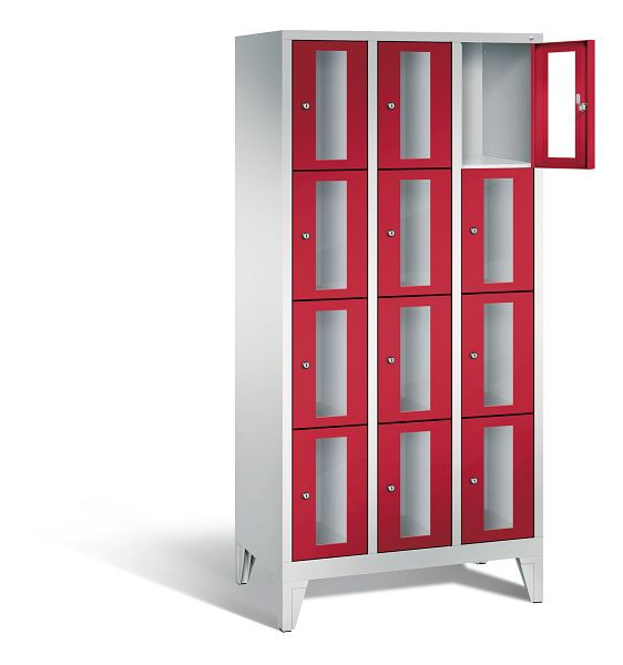 C+P Schließfachschrank Classic, H1850xB900xT500mm, Farbe: Lichtgrau / feuerrot, 8010A304 S10022