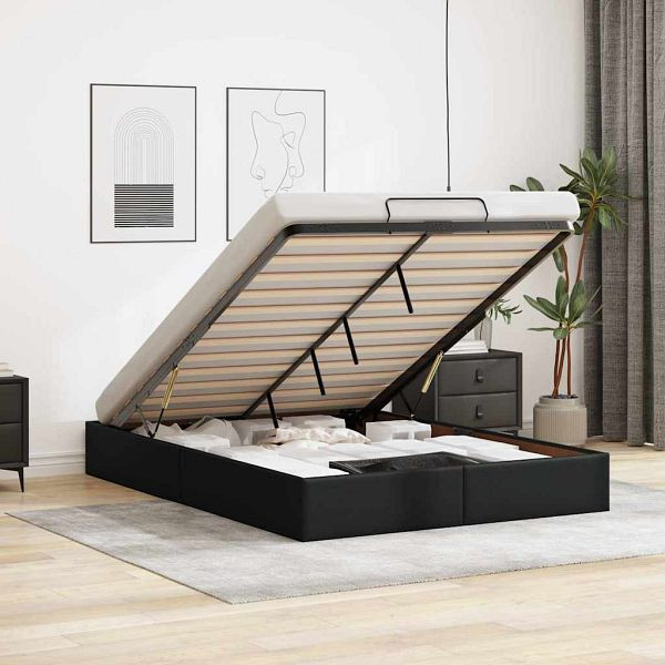 vidaXL Ottoman-Bett ohne Matratze Schwarz 140x200 cm Kunstleder, 3310804
