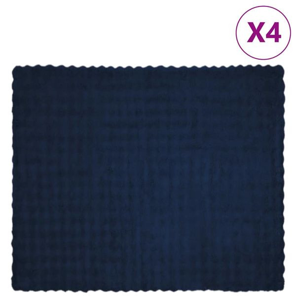 vidaXL Kunstfell Kaninchenfell Decke 4 pcs Marineblau 220 x 240 cm, 42021831