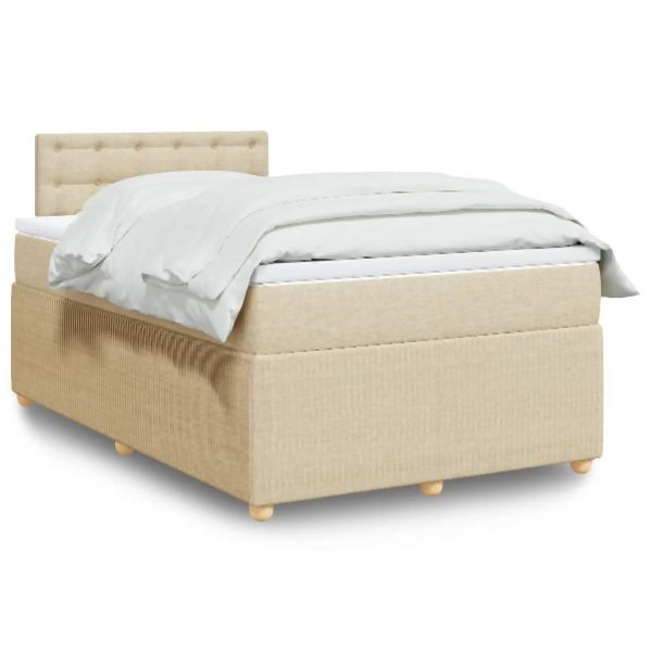 vidaXL Boxspringbett mit Matratze Creme 120x200 cm Stoff, 3287442