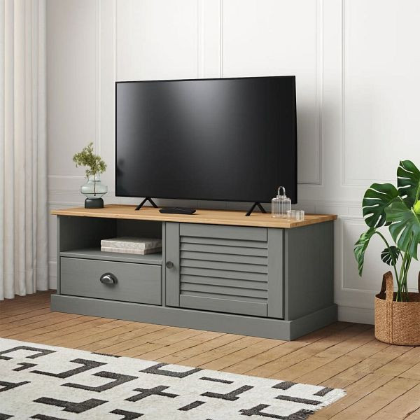 vidaXL TV-Schrank VIGO Grau 106x40x40 cm Massivholz Kiefer, 353177