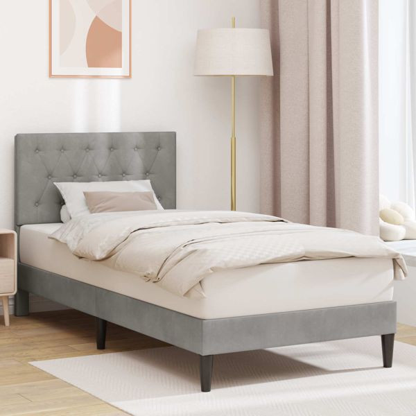 vidaXL Bettrahmen mit Kopfteil Hellgrau 80 x 200 cm Samt, 42027625