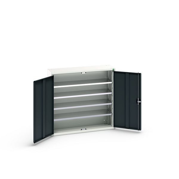 bott verso Magazinschrank, mit 4 Fachböden und 30 Sichtlagerkästen, BxTxH: 1050 x 350 x 1000 mm, Lichtgrau / Anthrazitgrau, 16926500.19