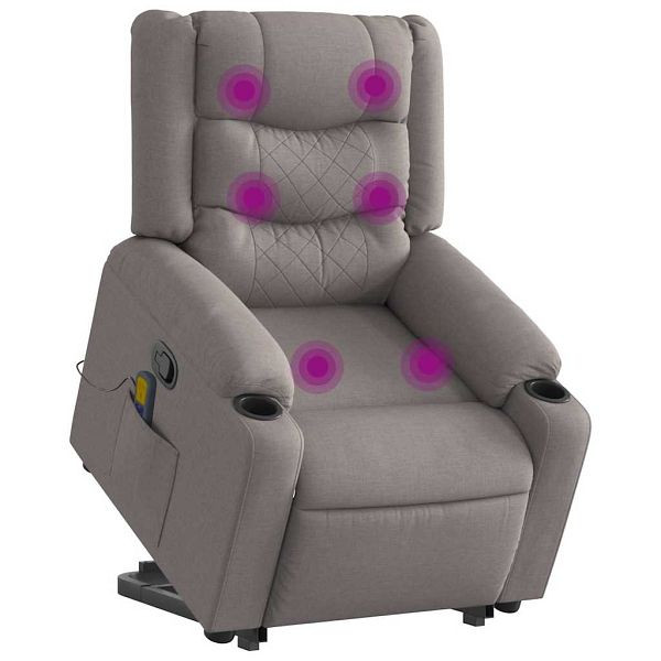 vidaXL Massagesessel mit Aufstehhilfe Taupe Stoff, 3310272