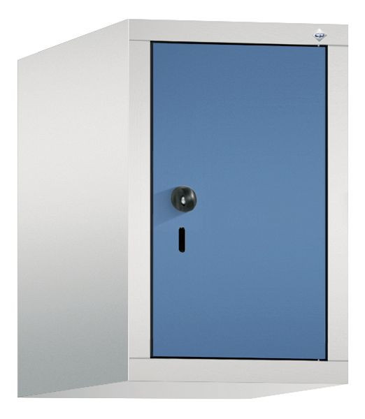 C+P Aufsatz-Garderobenschrank Evolo, 1 Abteil, H500xB320xT500 mm, Lichtgrau/Fernblau, 48090-10 S10016