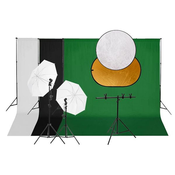 vidaXL Fotostudio-Set mit Leuchten, Hintergrund und Reflektor, 3143965