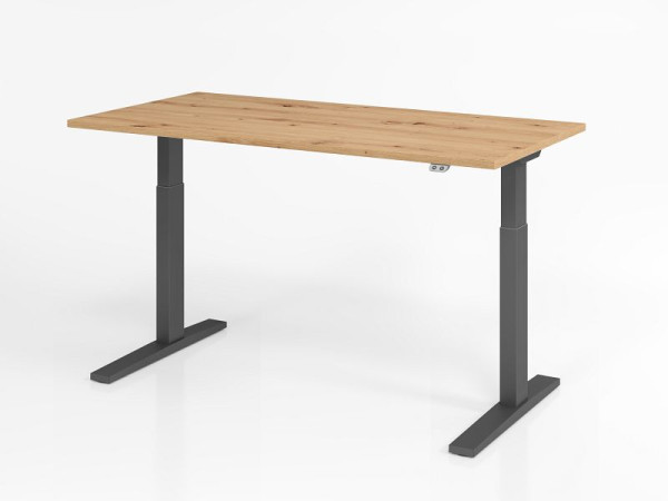 Hammerbacher Schreibtisch XMKA16, 160 x 80 cm, Platte: Asteiche, 25 mm dick, ABS-Dickkante, Rechteckform, Graphit, VXMKA16/R/G