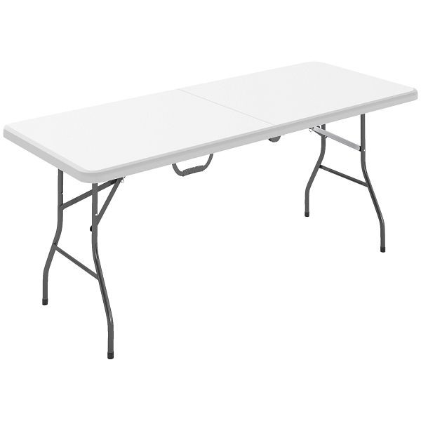 Outsunny Klapptisch, Faltbarer Campingtisch, Metall, Kunststoff, Picknicktisch, Weiß, A20-467V00WT