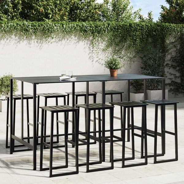 vidaXL 9-tlg. Gartenbar-Set Schwarz Pulverbeschichteter Stahl, 3283754