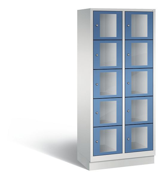 C+P Schließfachschrank Classic, 10 Fächer, H1800xB810xT500 mm, Grau/Fernblau, 8020A225 S10025