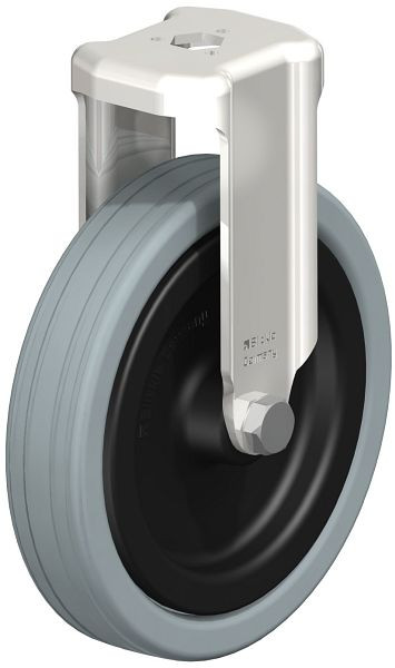 Blickle BKRXA-VPA 125G Edelstahl-Apparate-Bockrolle mit Rückenloch, Vollgummi, Grau, 327106