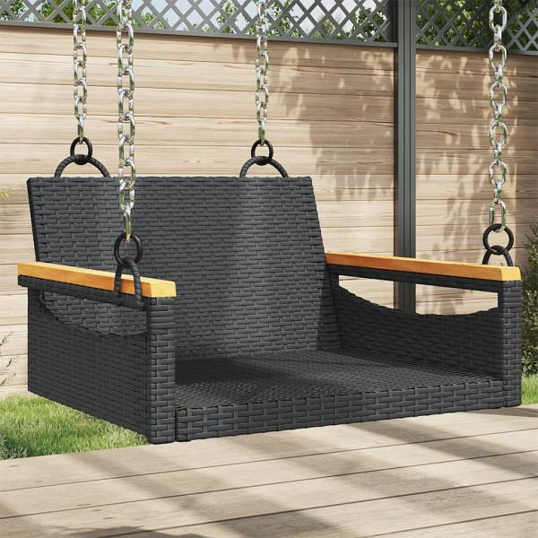 vidaXL Hängesessel Schwarz 63x62x40 cm Poly Rattan, UV-beständig, 368161