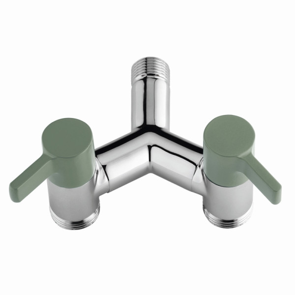 Aquajet Doppel-Y-Zapfstelle ECO khakigrün, verchromt, VE: 4 Stück, 73145KHK