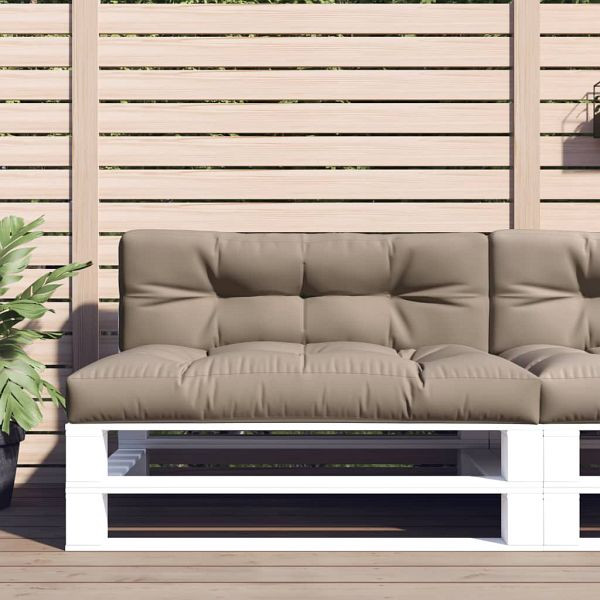 vidaXL Palettenkissen 2-teilig Taupe Stoff, Füllmaterial: Hohlfaser, 360741