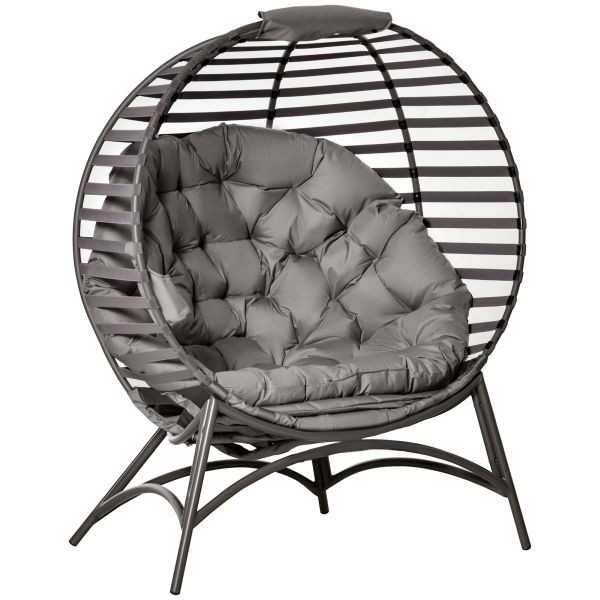 Outsunny Papasansessel Gartenstuhl 1 Sitzer Korb-Stuhl mit Kissen Korb faltbar, 84B-670