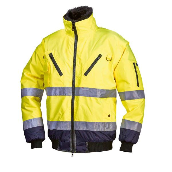 L+D LIPARI 5-in-1 Warnschutzpilotjacke neongelb/marine, 3M Reflex, heraustrennbaren Ärmeln, Oxford Polyester, Größe: S, 40894-S