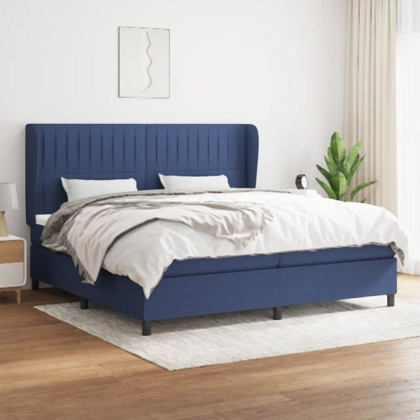 vidaXL Boxspringbett mit Matratze Blau 200x200 cm Stoff, 3128155