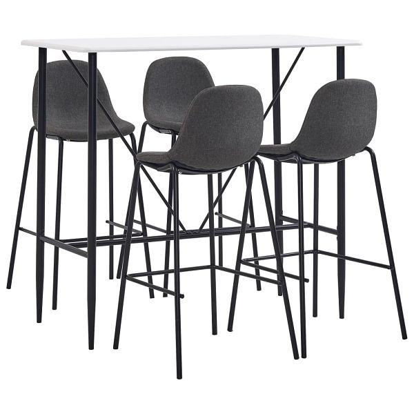 vidaXL 5-teilig Bar-Set Stoff Dunkelgrau, Material: Material: Polyester: 100%, 3051186