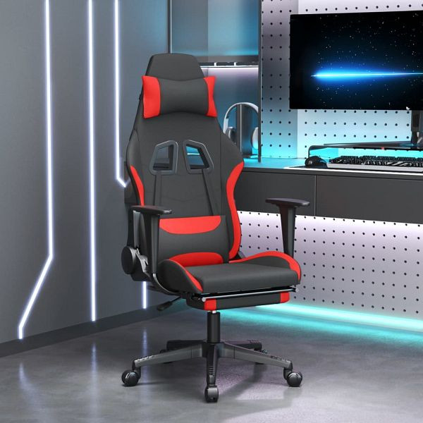 vidaXL Gaming-Stuhl mit Fußstütze Schwarz und Rot Stoff, 3143751