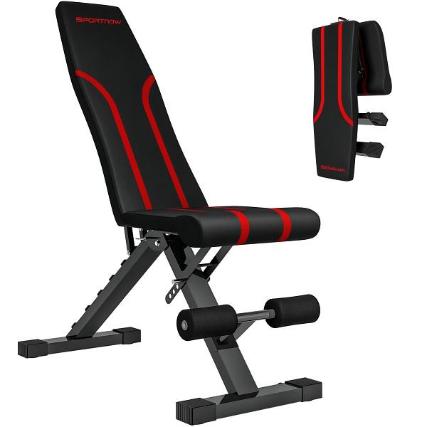 SPORTNOW Klappbare Workout-Bank, 6-stufige Rückenlehne, 4-stufiger Sitz, Metall, gepolstert, Schwarz, A91-383V00BK