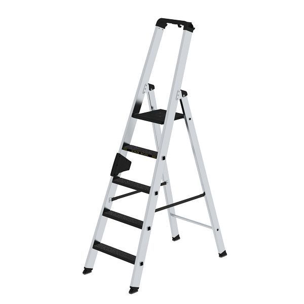 Munk Günzburger Steigtechnik Stufen-Stehleiter 250 kg einseitig begehbar mit clip-step R 13 5 Stufen, 042705