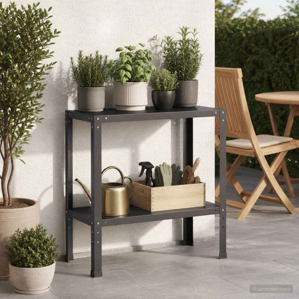 vidaXL Pflanztisch 60 x 40 x 80 cm Pulverbeschichteter Stahl Schwarz, 8014869