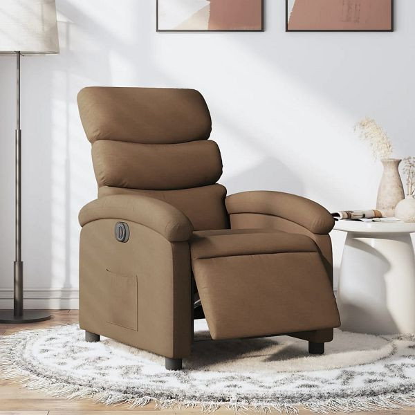 vidaXL Relaxsessel Elektrisch Braun Stoff, Top-Qualität, 3203958