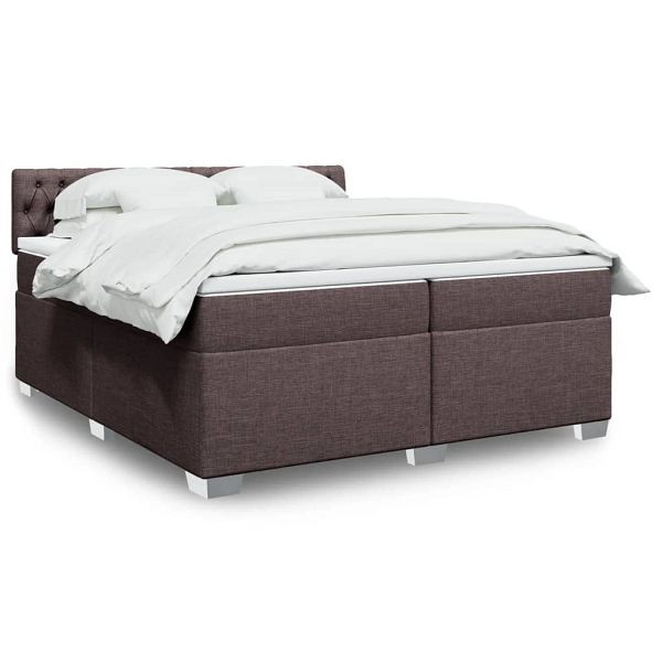 vidaXL Boxspringbett mit Matratze Dunkelbraun 200x200 cm Stoff, 3286005