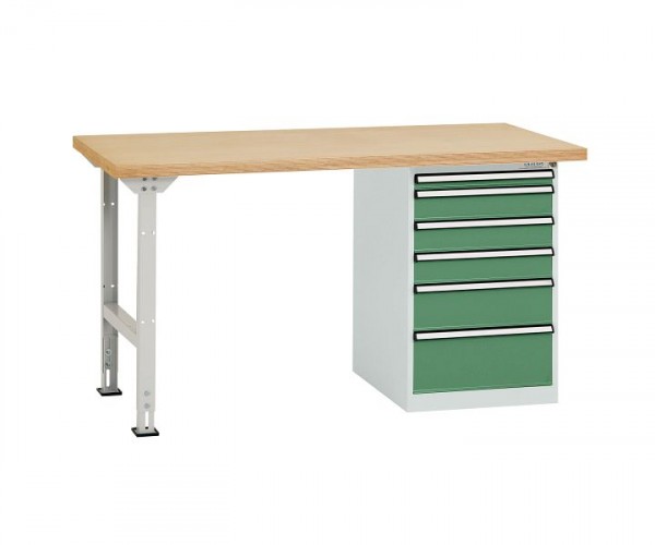 Manuflex Werkbanksystem COMBI Modell 2 mit Multiplexplatte, BxTxH = 1500 x 700 x 840 mm, Resedagrün, TP5088.6011