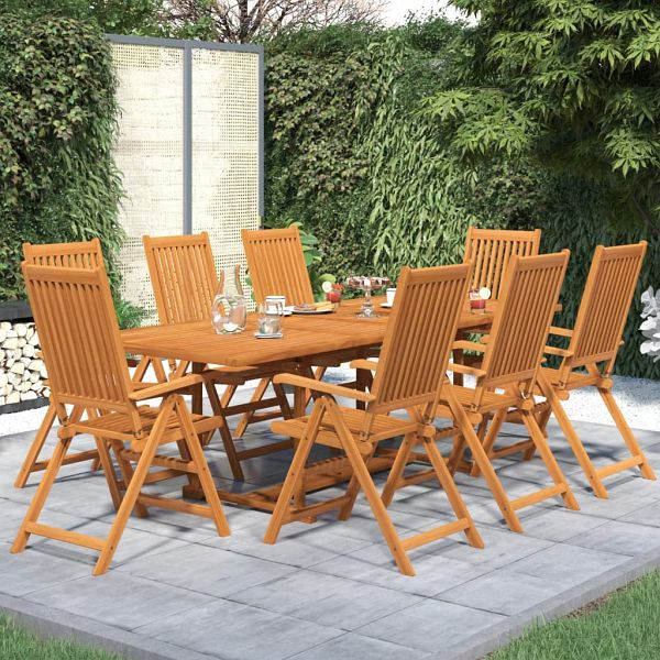 vidaXL 9-teilig Garten-Essgruppe Massivholz Akazie, 3079642