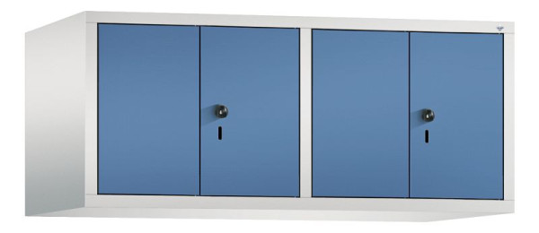 C+P Aufsatz-Garderobenschrank Evolo, 4 Abteile, H500xB1190xT500 mm, Lichtgrau/Fernblau, 48092-40 S10028