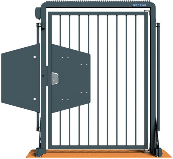 SCHAKE-VECTOR Mobile Tür V-Door-Steelplate, verzinkt + schwarz-matt pulverbeschichtet, auf Stahlplatte montiert, als Fluchttür, VPDO22SFB0217