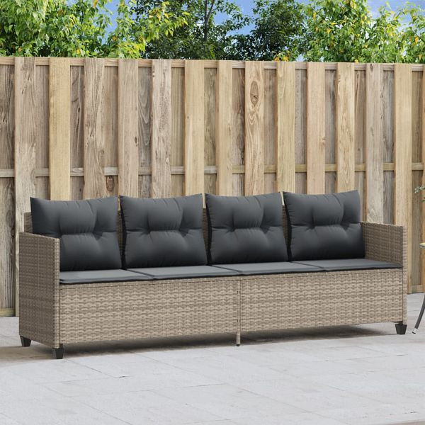 vidaXL Sonnenliege mit Kissen Hellgrau Poly Rattan, 368331