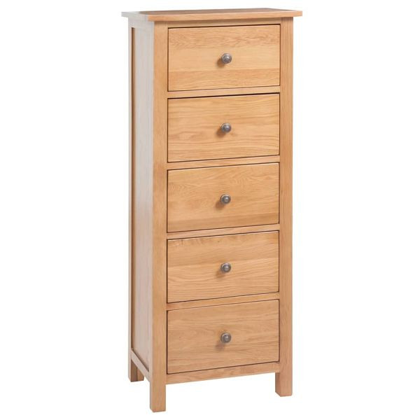 vidaXL Hohe Kommode mit Schubladen 45x32x110 cm Massivholz Eiche, 329924