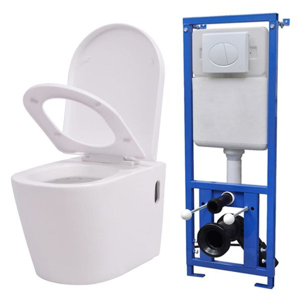 vidaXL Hänge-Toilette mit Einbau-Spülkasten Keramik Weiß, 274669